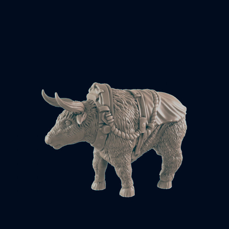 Harnessed Oxen - EC3D | DnD | Animal | Cow | Bull | Commoner | 32mm | Pathfinder | Pig | TTRPG | Wargaming-1