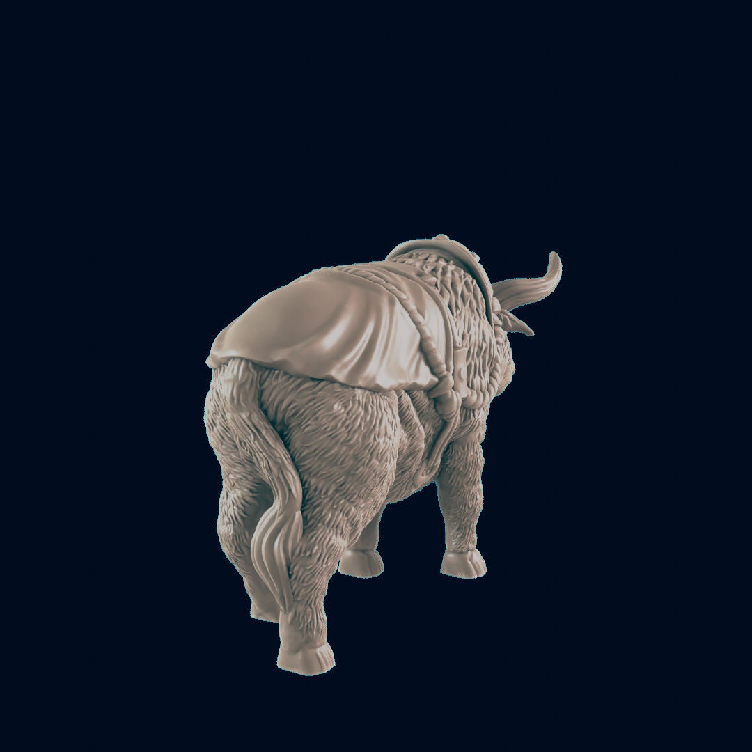 Harnessed Oxen - EC3D | DnD | Animal | Cow | Bull | Commoner | 32mm | Pathfinder | Pig | TTRPG | Wargaming-4