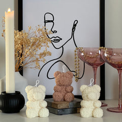 Rose Teddy Bear Candle: Hand Poured Soy Wax Blend Home Decor-2