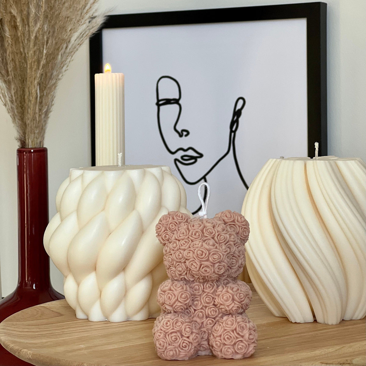 Rose Teddy Bear Candle: Hand Poured Soy Wax Blend Home Decor-3
