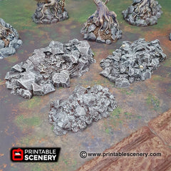 Jagged Rocks Scatter - Shadowfey Wilds, DnD 5E, Pathfinder 2E 15mm, 28mm, 32mm, wargaming terrain, scatter scenery, D&D-1