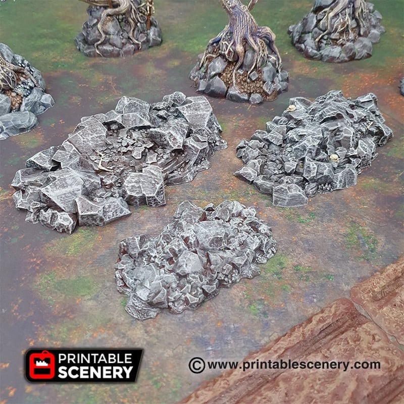 Jagged Rocks Scatter - Shadowfey Wilds, DnD 5E, Pathfinder 2E 15mm, 28mm, 32mm, wargaming terrain, scatter scenery, D&D-1