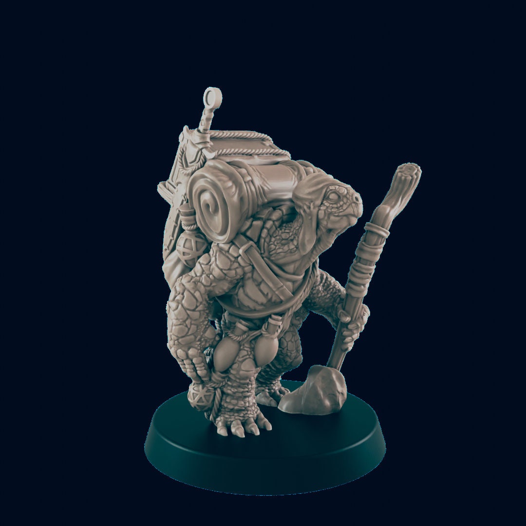 Turtlefolk Traveller - EC3D | DnD | Male | Villager | Tortle | Adventurer | 32mm | Pathfinder | commoner | TTRPG | Wargaming |-1