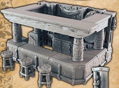 Tavern Bar and Barkeep - EC3D | DnD | Tabletop Terrain | Villager | Minotaur | 32mm | Pathfinder | commoner | TTRPG | Wargaming |-3