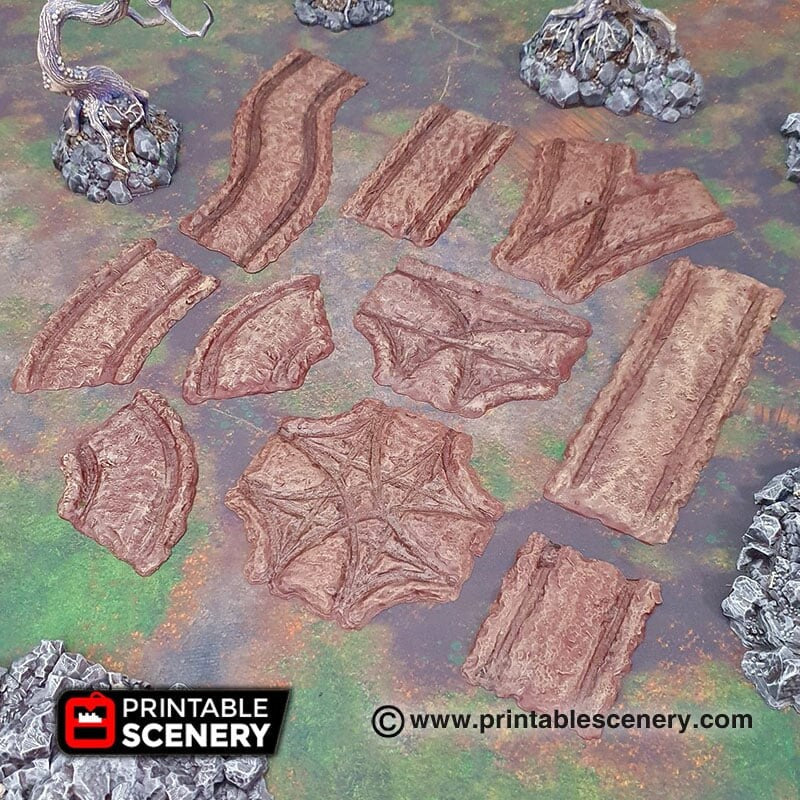 Forest Cart Tracks 12pc - Shadowfey Wilds, DnD 5E, Pathfinder 2E 15mm, 28mm, 32mm, wargaming terrain, scatter scenery, D&D-1