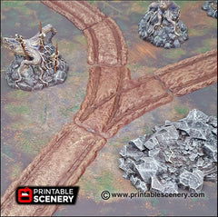 Forest Cart Tracks 12pc - Shadowfey Wilds, DnD 5E, Pathfinder 2E 15mm, 28mm, 32mm, wargaming terrain, scatter scenery, D&D-4