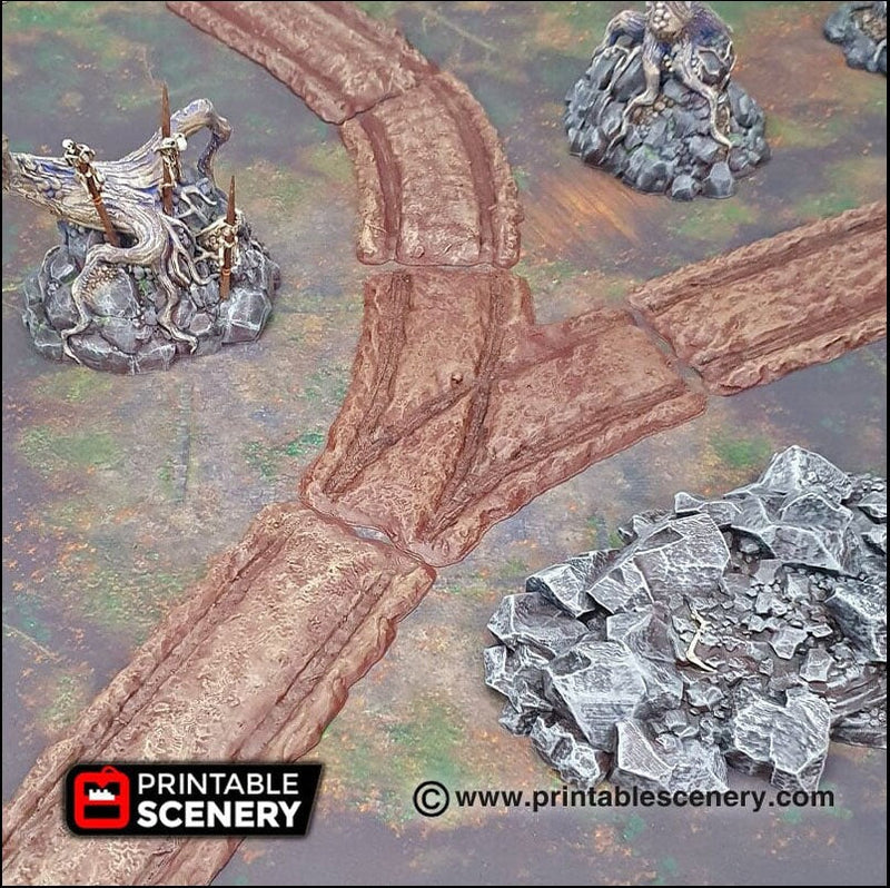 Forest Cart Tracks 12pc - Shadowfey Wilds, DnD 5E, Pathfinder 2E 15mm, 28mm, 32mm, wargaming terrain, scatter scenery, D&D-4