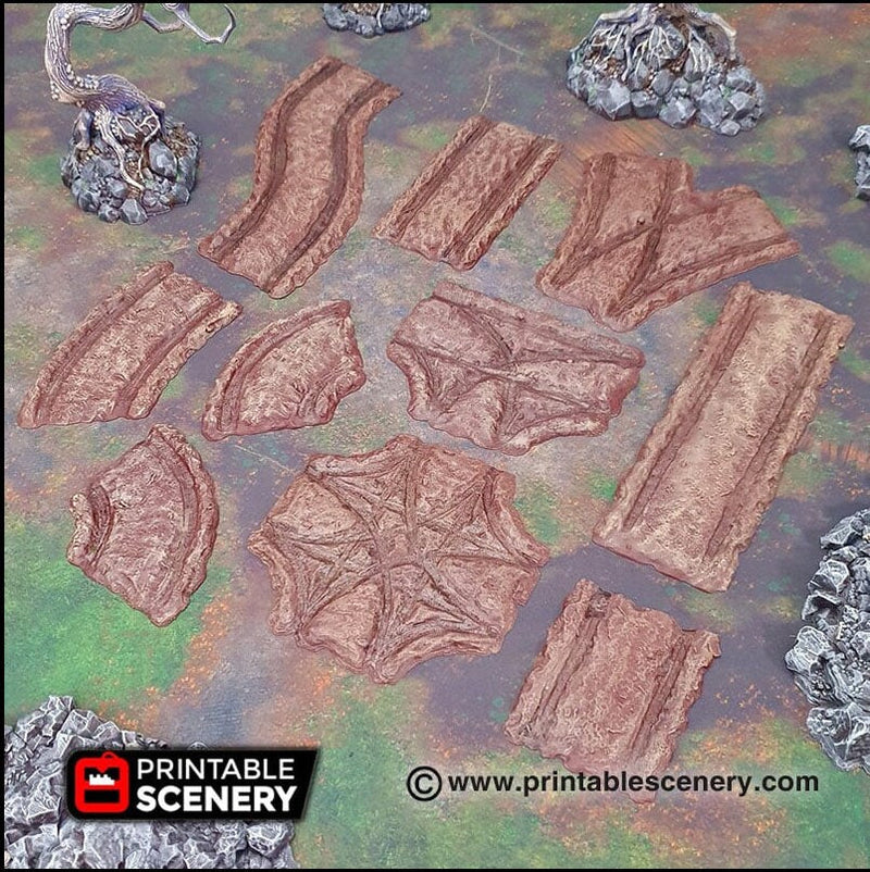 Forest Cart Tracks 12pc - Shadowfey Wilds, DnD 5E, Pathfinder 2E 15mm, 28mm, 32mm, wargaming terrain, scatter scenery, D&D-7