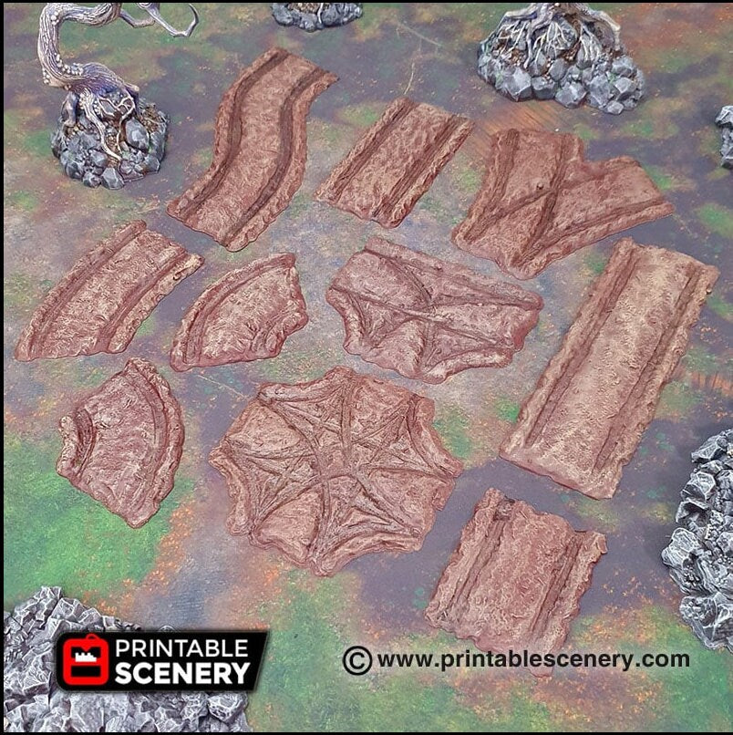 Forest Cart Tracks 12pc - Shadowfey Wilds, DnD 5E, Pathfinder 2E 15mm, 28mm, 32mm, wargaming terrain, scatter scenery, D&D-7