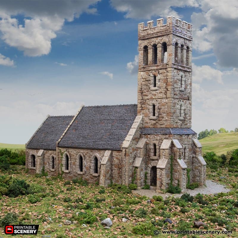 Norman Church - King and Country, DnD 5E, Pathfinder 2E 15mm, 28mm, 32mm, wargaming terrain, scatter scenery D&D medieval classic-8