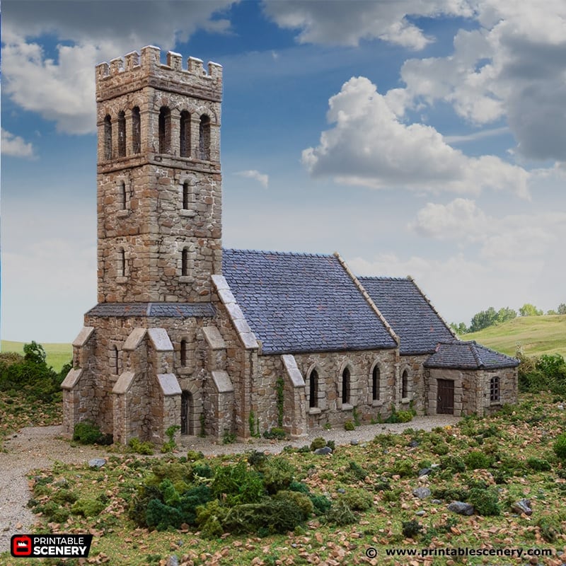 Norman Church - King and Country, DnD 5E, Pathfinder 2E 15mm, 28mm, 32mm, wargaming terrain, scatter scenery D&D medieval classic-2