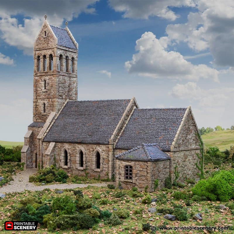 Norman Church - King and Country, DnD 5E, Pathfinder 2E 15mm, 28mm, 32mm, wargaming terrain, scatter scenery D&D medieval classic-1