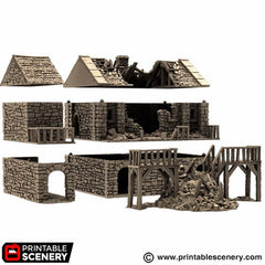 Ruined Black Rock Barracks - King and Country, DnD, Pathfinder, 15mm, 28mm, 32mm, wargaming terrain, scatter scenery D&D medieval-5