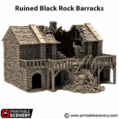 Ruined Black Rock Barracks - King and Country, DnD, Pathfinder, 15mm, 28mm, 32mm, wargaming terrain, scatter scenery D&D medieval-6