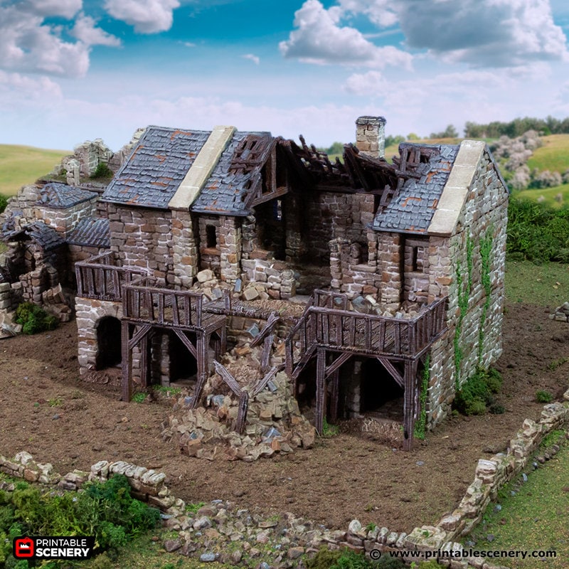 Ruined Black Rock Barracks - King and Country, DnD, Pathfinder, 15mm, 28mm, 32mm, wargaming terrain, scatter scenery D&D medieval-2