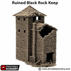 Ruined Black Rock Keep - King and Country, DnD, Pathfinder, 15mm, 28mm, 32mm, wargaming terrain, scatter scenery D&D medieval-6