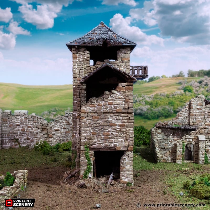 Ruined Black Rock Keep - King and Country, DnD, Pathfinder, 15mm, 28mm, 32mm, wargaming terrain, scatter scenery D&D medieval-3