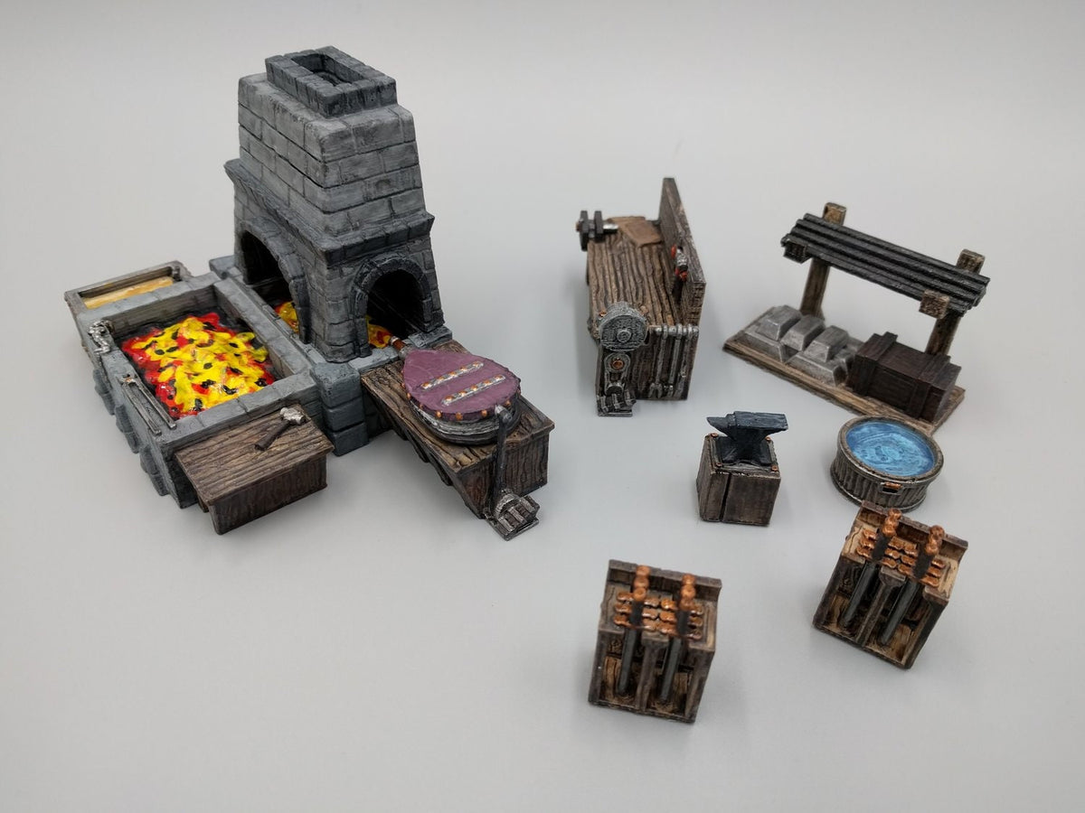 Blacksmith and Forge Scatter - Heroes Hoard | DnD | Tabletop Terrain | Medieval | Scenery | 32mm | Pathfinder | TTRPG | Wargaming-2