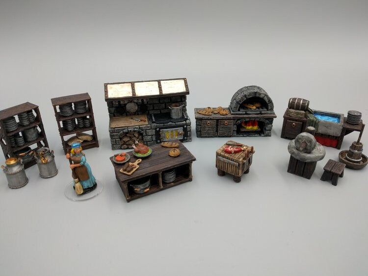 Inn and Tavern Scatter Set 2 - Kitchen - Heroes Hoard | DnD | Tabletop Terrain | Medieval | 32mm | Pathfinder | TTRPG | Wargaming-1