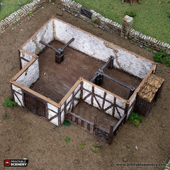 Medieval Country Stables - King and Country, DnD, Pathfinder, 15mm, 28mm, 32mm, wargaming terrain, catter scenery D&D village-5