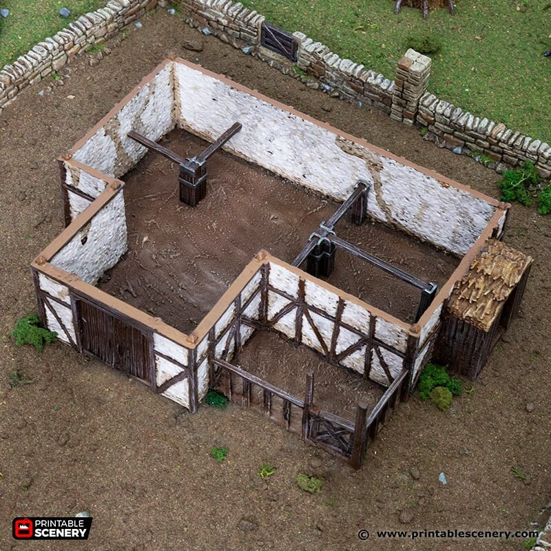 Medieval Country Stables - King and Country, DnD, Pathfinder, 15mm, 28mm, 32mm, wargaming terrain, catter scenery D&D village-5