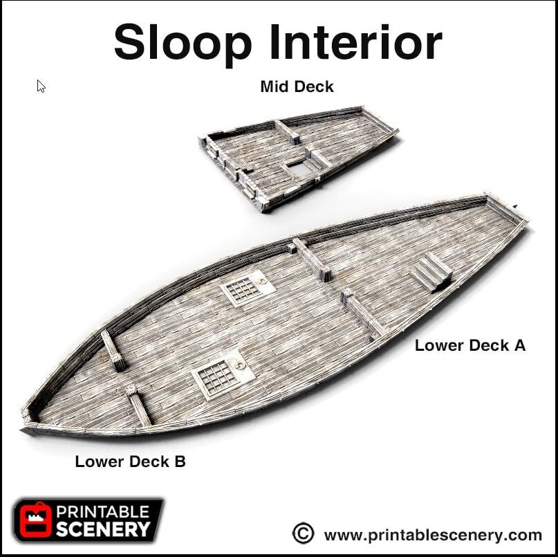 The Sloop - The Lost Ships, DnD 5E, Pathfinder 2E 15mm, 28mm, 32mm, wargaming terrain, scatter scenery, D&D age of sail, pirate-7