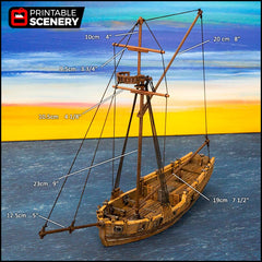 The Sloop - The Lost Ships, DnD 5E, Pathfinder 2E 15mm, 28mm, 32mm, wargaming terrain, scatter scenery, D&D age of sail, pirate-2