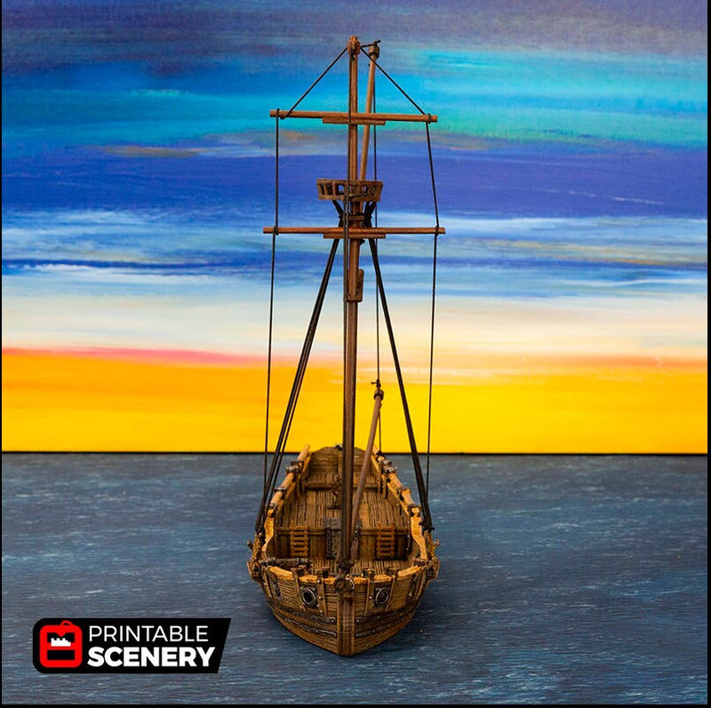 The Sloop - The Lost Ships, DnD 5E, Pathfinder 2E 15mm, 28mm, 32mm, wargaming terrain, scatter scenery, D&D age of sail, pirate-4