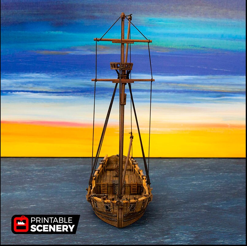 The Sloop - The Lost Ships, DnD 5E, Pathfinder 2E 15mm, 28mm, 32mm, wargaming terrain, scatter scenery, D&D age of sail, pirate-4