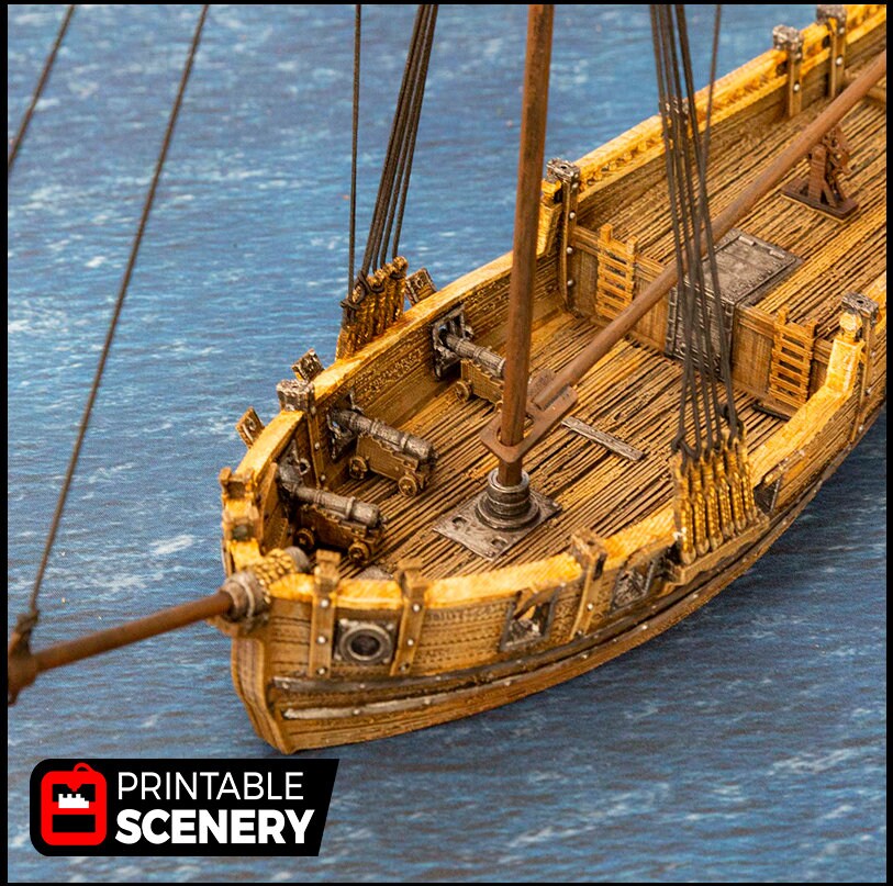 The Sloop - The Lost Ships, DnD 5E, Pathfinder 2E 15mm, 28mm, 32mm, wargaming terrain, scatter scenery, D&D age of sail, pirate-3