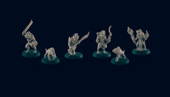 Gnoll Hunting Pack Mini Set - EC3D, DnD Monster | Archer, Melee 32mm | Pathfinder | Fantasy | Shaman | Wargaming | Frostgrave | Hyena | Set-1