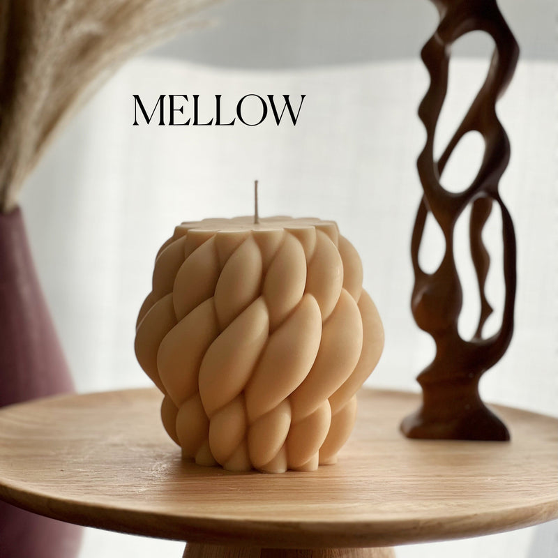 Large Knitted Soy Candle: Twisted Rope Coffee Table Decor-5