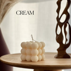 Bubble Cube Candle: Decorative Soy Wax Pillar, Handmade-4