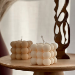 Bubble Cube Candle: Decorative Soy Wax Pillar, Handmade-1