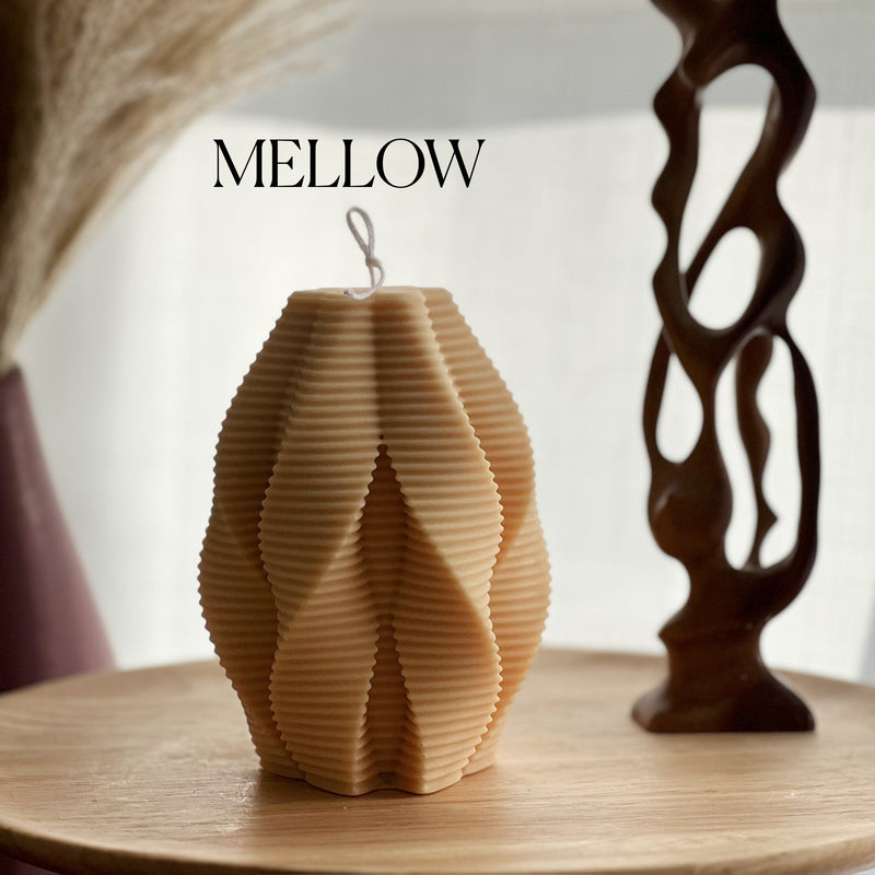 Large Ribbed Swirl Soy Candle: Abstract Geometric Decor-5