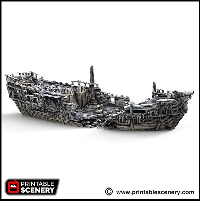 The Wreck - The Lost Ships, DnD 5E, Pathfinder 2E 15mm, 28mm, 32mm, wargaming terrain, scatter scenery, D&D age of sail pirate-2