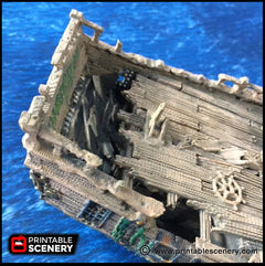 The Wreck - The Lost Ships, DnD 5E, Pathfinder 2E 15mm, 28mm, 32mm, wargaming terrain, scatter scenery, D&D age of sail pirate-4