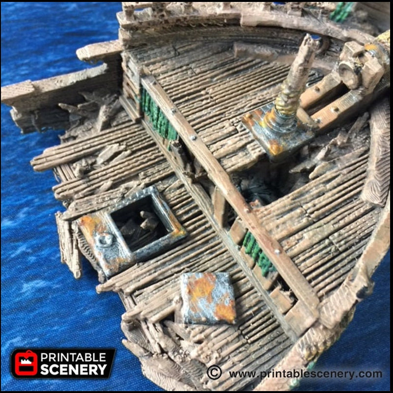 The Wreck - The Lost Ships, DnD 5E, Pathfinder 2E 15mm, 28mm, 32mm, wargaming terrain, scatter scenery, D&D age of sail pirate-5