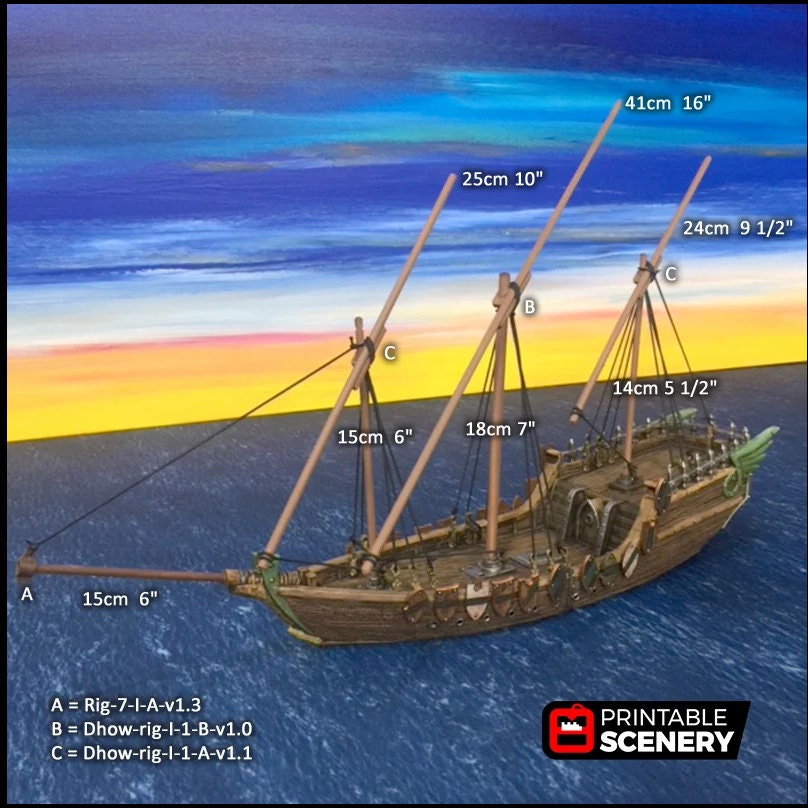 Dhow - The Lost Ships, DnD 5E, Pathfinder 2E 15mm 28mm 32mm, wargaming terrain, scatter scenery, D&D age of sail pirate-8