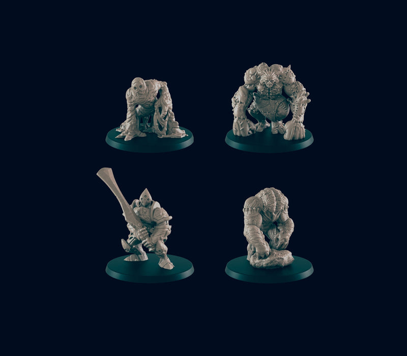 4 Golem Miniature Pack - EC3D | DnD | Metal | Brain | Clay | Flesh | 28mm 32mm | Pathfinder | Monster | TTRPG | Wargaming-1