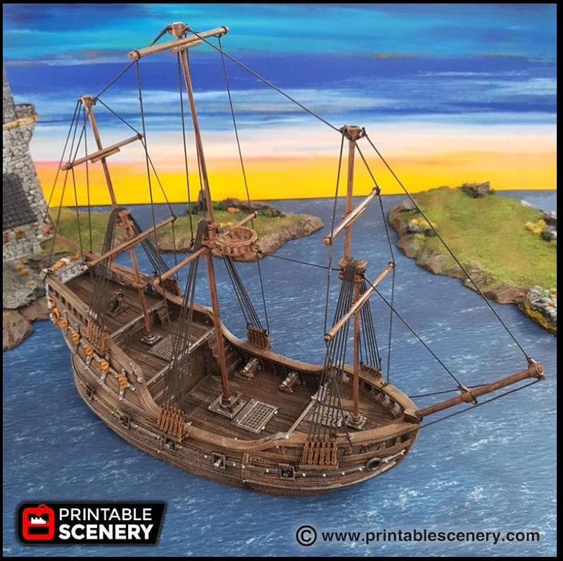The Fluyt - The Lost Ships, DnD 5E, Pathfinder 2E 15mm 28mm 32mm, wargaming terrain, scatter scenery, D&D age of sail pirate-2