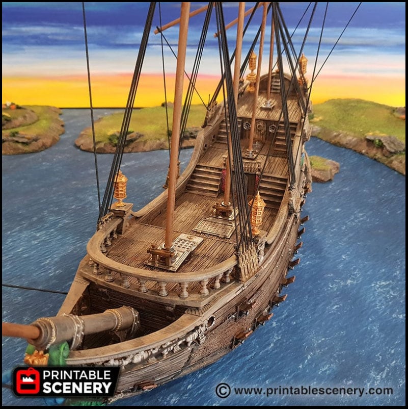 The Galleon - The Lost Ships, DnD 5E, Pathfinder 2E 15mm 28mm 32mm, wargaming terrain, scatter scenery, D&D age of sail pirate-2