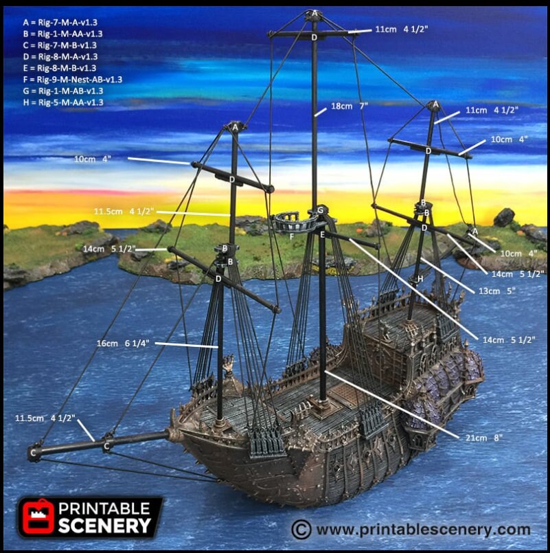The Black Ship - The Lost Ships, DnD 5E, Pathfinder 2E 15mm 28mm 32mm, wargaming terrain, scatter scenery, D&D age of sail pirate-8