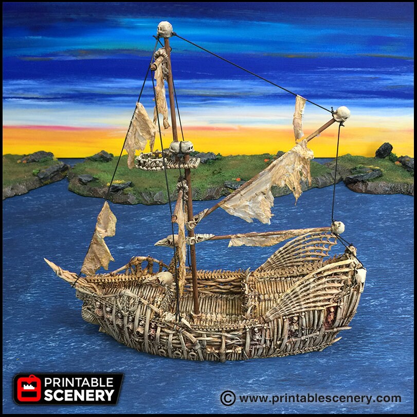 The Undead Fluyt - The Lost Ships, DnD 5E, Pathfinder 2E 15mm 28mm 32mm, wargaming terrain, scatter scenery D&D age of sail pirate-3