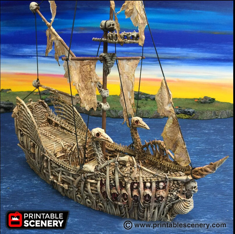The Undead Fluyt - The Lost Ships, DnD 5E, Pathfinder 2E 15mm 28mm 32mm, wargaming terrain, scatter scenery D&D age of sail pirate-2