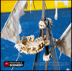 The Undead Sloop - The Lost Ships, DnD 5E, Pathfinder 2E 15mm 28mm 32mm, wargaming terrain, scatter scenery D&D age of sail pirate-4
