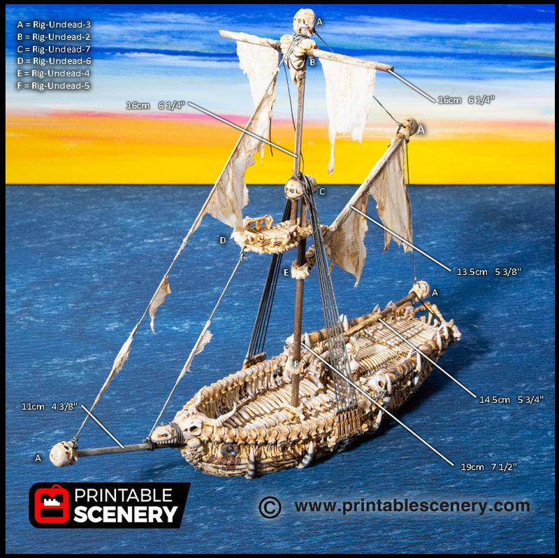 The Undead Sloop - The Lost Ships, DnD 5E, Pathfinder 2E 15mm 28mm 32mm, wargaming terrain, scatter scenery D&D age of sail pirate-9