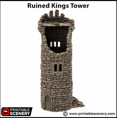 Ruined King's Round Tower - King and Country, DnD, Pathfinder, 15mm, 28mm, 32mm, wargaming terrain, scatter scenery D&D medieval castle-8
