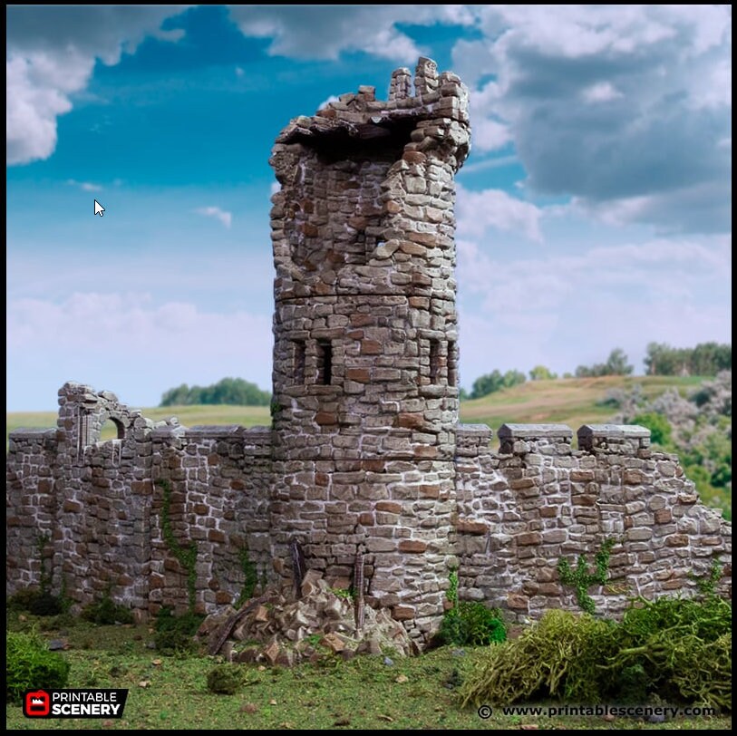 Ruined King's Round Tower - King and Country, DnD, Pathfinder, 15mm, 28mm, 32mm, wargaming terrain, scatter scenery D&D medieval castle-5