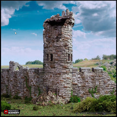 Ruined King's Round Tower - King and Country, DnD, Pathfinder, 15mm, 28mm, 32mm, wargaming terrain, scatter scenery D&D medieval castle-5